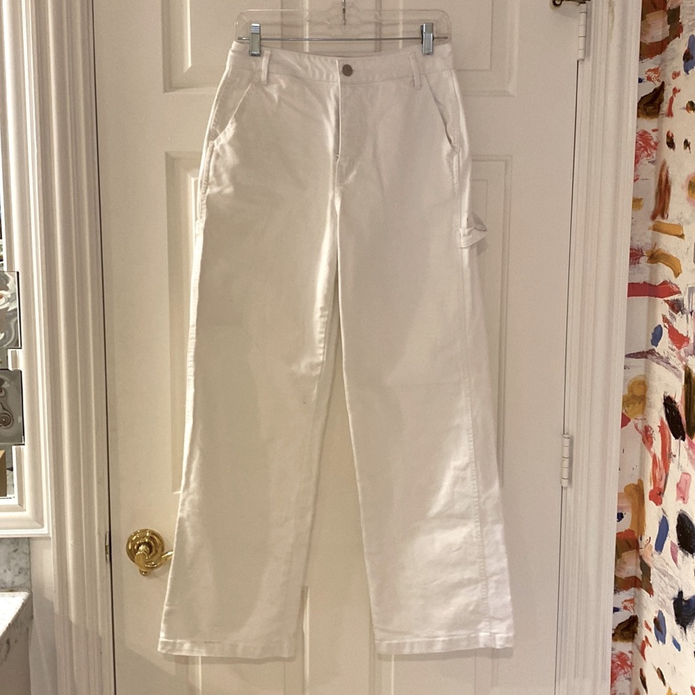 White carpenter pants